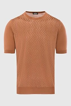 Short-sleeved jumper in silk brown for men