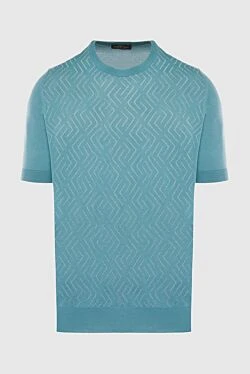 Short sleeve jumper in silk green for men