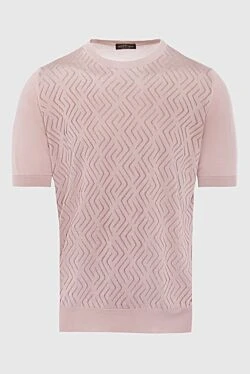 Beige silk short sleeve jumper for men