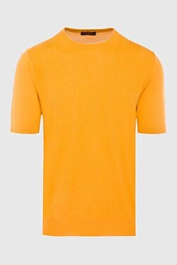 Short sleeve jumper made of silk and cotton yellow for men