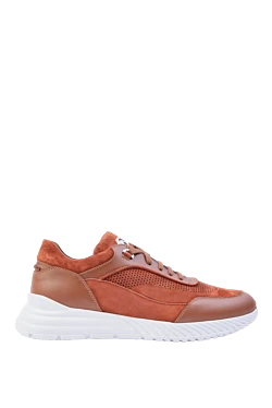 Кросівки зі шкіри та замші помаранчеві чоловічі