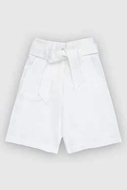 Women's linen white shorts with belt