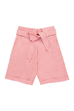 Pink linen shorts for women