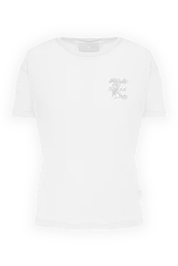 Women's cotton white t-shirt with logo made of sequins