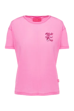 Women's cotton pink t-shirt with logo made of sequins