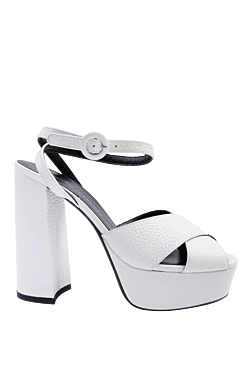 Women's white sandals made of textured leather