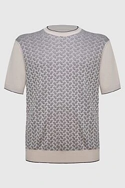 Джемпер з шовку та бавовни бежевого кольору з коротким рукавом