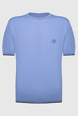 Джемпер с коротким рукавом из хлопка голубой мужской