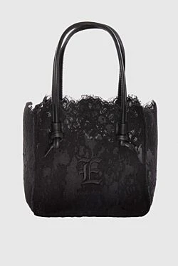 Women's black lace tote bag