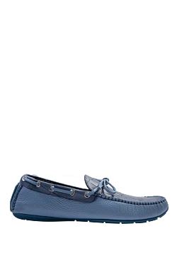 Men's nubuck and alligator leather moccasins blue