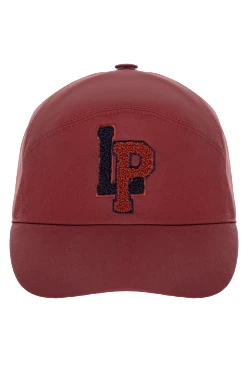 Red cotton and polyamide cap for men