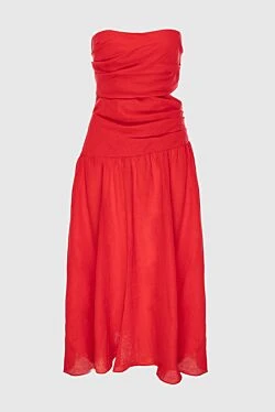 Red linen dress for women