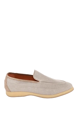 Beige linen and suede loafers for men