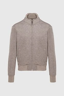 Beige cashmere and polyamide jacket for men