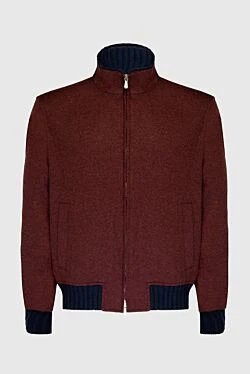 Burgundy cashmere and polyamide jacket. men's