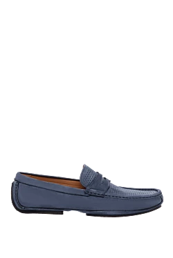 Blue nubuck moccasins for men