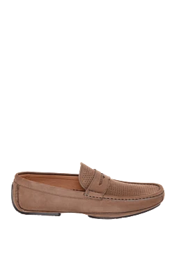 Brown nubuck moccasins for men