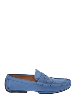 Blue nubuck moccasins for men