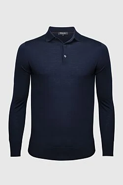 Polo with long sleeves made of wool blue for men