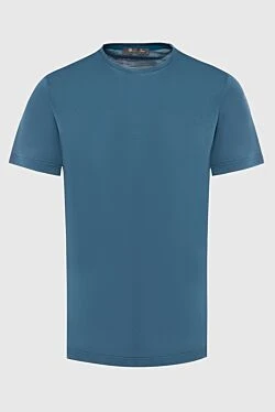Silk and cotton T-shirt blue for men