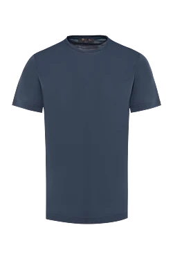 Blue silk and cotton T-shirt for men