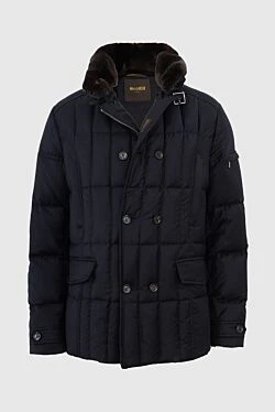 Men's down jacket made of wool and cashmere blue