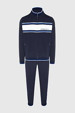 Спортивний костюм з бавовни темно-синій з білою смугою