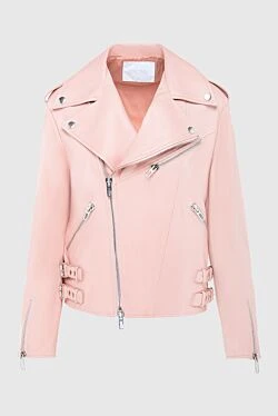 Pink genuine leather jacket for women