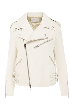 White genuine leather jacket for women