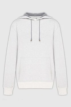 Hoodie for men made of cotton and elastane gray