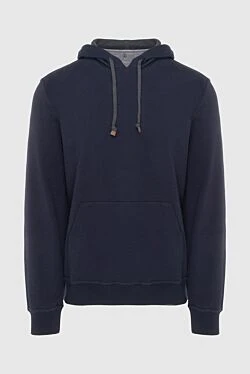 Hoodie for men made of cotton and elastane blue