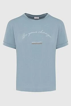 Blue cotton T-shirt for women