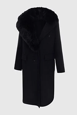 Пальто из шерсти и кашемира черное женское