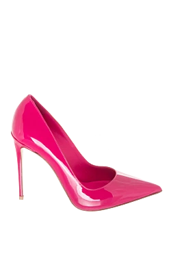 Women's bright pink leather pumps with a pointed toe