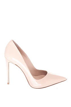 Women's beige pumps with high heels and a pointed toe