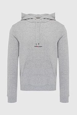 Gray men's cotton hoodie