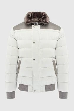 Men's down jacket made of polyamide and polyester white