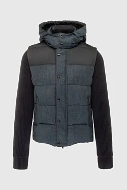 Down jacket men's black wool