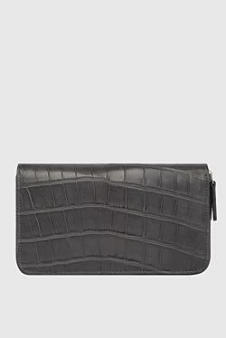 Men's alligator leather clutch bag in gray