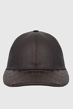 Brown crocodile leather cap for men