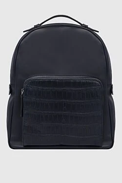 Backpack made of crocodile leather blue for men