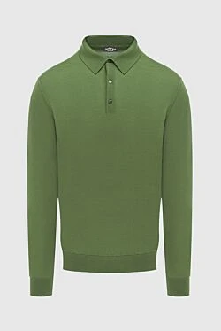 Wool long sleeve polo green for men