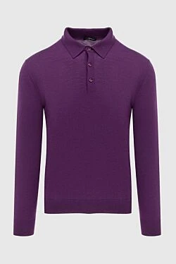 Wool Long Sleeve Polo Violet for men