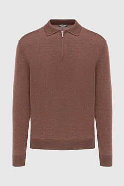 Wool long sleeve polo brown for men