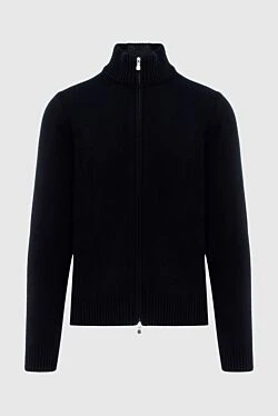 Wool, viscose and cashmere cardigan black for men