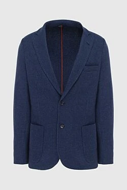 Blue silk and cashmere jacket for men