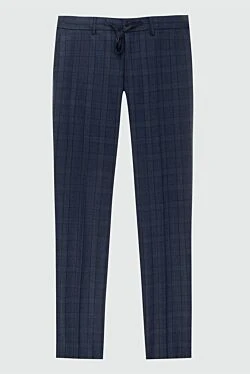 Blue wool and cashmere trousers for men