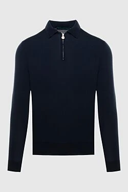 Polo with long sleeves made of wool purple for men