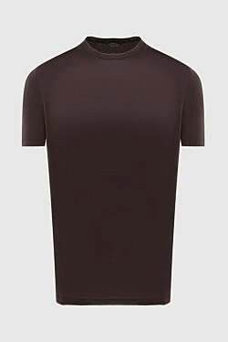 Men's knitted T-shirt in a noble coffee-chocolate shade (markdown)