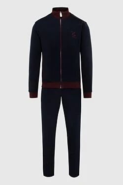 Men's sports suit made of silk and cotton, blue